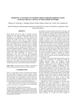 Domestic activities clustering from audio recordings using convolutional
  capsule autoencoder network