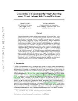 Consistency of Constrained Spectral Clustering under Graph Induced Fair
  Planted Partitions