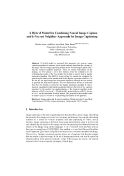 A Hybrid Model for Combining Neural Image Caption and k-Nearest Neighbor
  Approach for Image Captioning