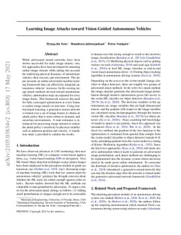 Learning Image Attacks toward Vision Guided Autonomous Vehicles
