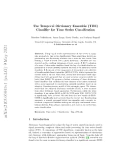 The Temporal Dictionary Ensemble (TDE) Classifier for Time Series
  Classification