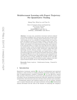 Reinforcement Learning with Expert Trajectory For Quantitative Trading