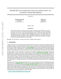 DocSCAN: Unsupervised Text Classification via Learning from Neighbors