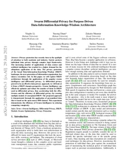 Swarm Differential Privacy for Purpose Driven
  Data-Information-Knowledge-Wisdom Architecture
