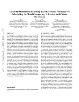 Deep Reinforcement Learning-based Methods for Resource Scheduling in
  Cloud Computing: A Review and Future Directions