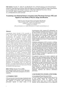Examining convolutional feature extraction using Maximum Entropy (ME)
  and Signal-to-Noise Ratio (SNR) for image classification
