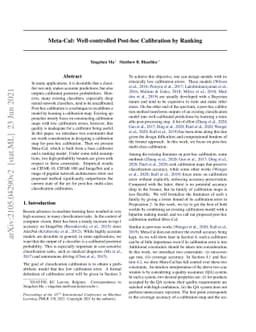 Meta-Cal: Well-controlled Post-hoc Calibration by Ranking