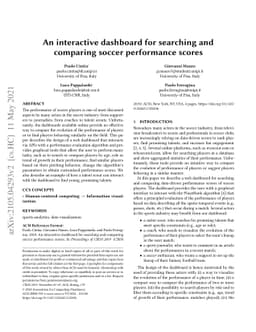 An interactive dashboard for searching and comparing soccer performance
  scores