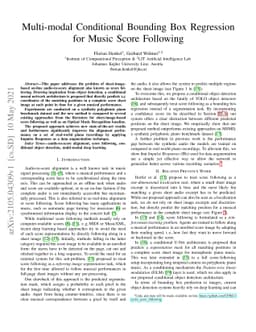 Multi-modal Conditional Bounding Box Regression for Music Score
  Following