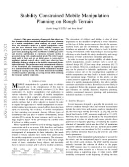Stability Constrained Mobile Manipulation Planning on Rough Terrain