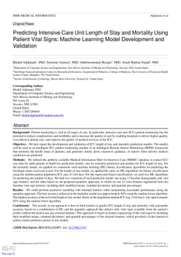 Predicting Intensive Care Unit Length of Stay and Mortality Using
  Patient Vital Signs: Machine Learning Model Development and Validation