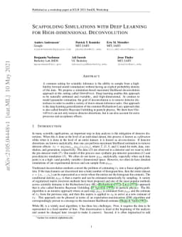 Scaffolding Simulations with Deep Learning for High-dimensional
  Deconvolution