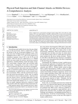 Physical Fault Injection and Side-Channel Attacks on Mobile Devices: A
  Comprehensive Analysis