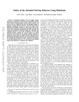 Safety of the Intended Driving Behavior Using Rulebooks