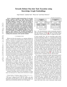 Towards Robust One-shot Task Execution using Knowledge Graph Embeddings
