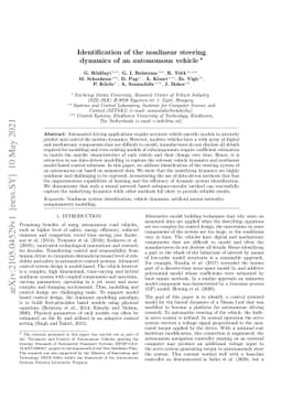 Identification of the nonlinear steering dynamics of an autonomous
  vehicle