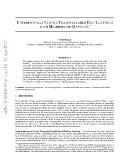 Differentially Private Transferrable Deep Learning with
  Membership-Mappings
