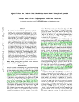 Speech2Slot: An End-to-End Knowledge-based Slot Filling from Speech