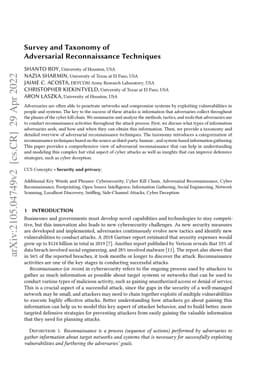 Survey and Taxonomy of Adversarial Reconnaissance Techniques