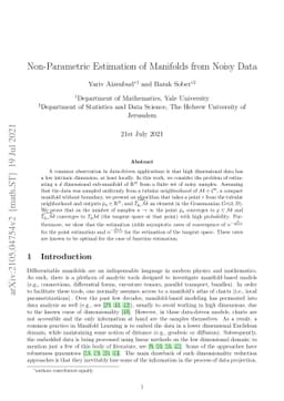 Non-Parametric Estimation of Manifolds from Noisy Data