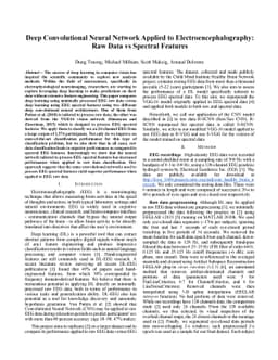 Deep Convolutional Neural Network Applied to Electroencephalography: Raw
  Data vs Spectral Features
