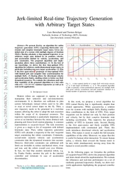 Jerk-limited Real-time Trajectory Generation with Arbitrary Target
  States