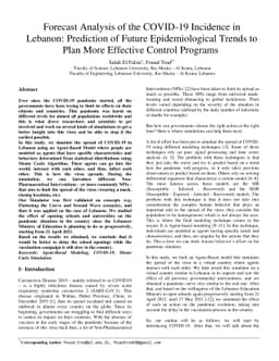 Forecast Analysis of the COVID-19 Incidence in Lebanon: Prediction of
  Future Epidemiological Trends to Plan More Effective Control Programs