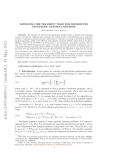 Improving the Transient Times for Distributed Stochastic Gradient
  Methods