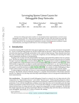 Leveraging Sparse Linear Layers for Debuggable Deep Networks
