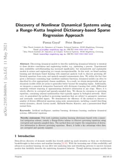 Discovery of Nonlinear Dynamical Systems using a Runge-Kutta Inspired
  Dictionary-based Sparse Regression Approach