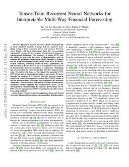 Tensor-Train Recurrent Neural Networks for Interpretable Multi-Way
  Financial Forecasting