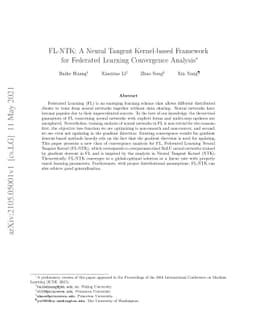 FL-NTK: A Neural Tangent Kernel-based Framework for Federated Learning
  Convergence Analysis
