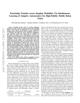 Knowledge Transfer across Imaging Modalities Via Simultaneous Learning
  of Adaptive Autoencoders for High-Fidelity Mobile Robot Vision