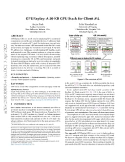 GPUReplay: A 50-KB GPU Stack for Client ML