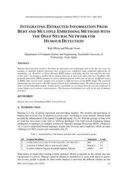 Integrating extracted information from bert and multiple embedding
  methods with the deep neural network for humour detection