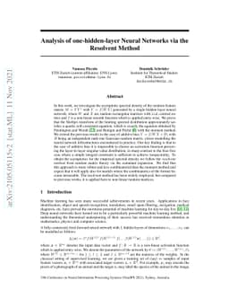 Analysis of One-Hidden-Layer Neural Networks via the Resolvent Method