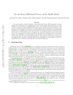 On the Renyi Differential Privacy of the Shuffle Model