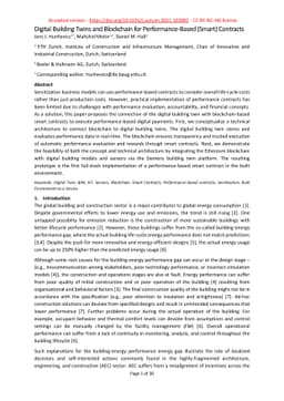 Digital Building Twins and Blockchain for Performance-Based (Smart)
  Contracts