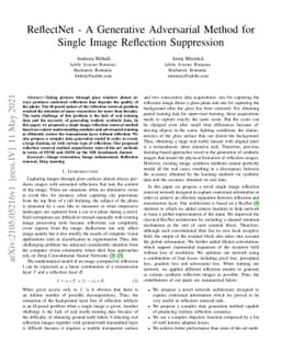 ReflectNet -- A Generative Adversarial Method for Single Image
  Reflection Suppression