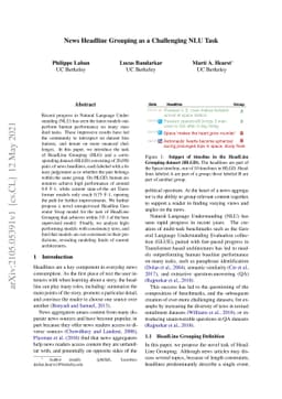 News Headline Grouping as a Challenging NLU Task