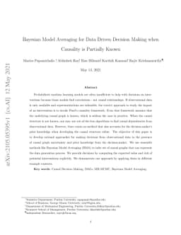Bayesian Model Averaging for Data Driven Decision Making when Causality
  is Partially Known