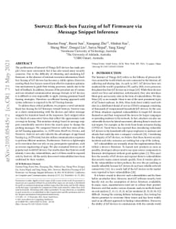 Snipuzz: Black-box Fuzzing of IoT Firmware via Message Snippet Inference
