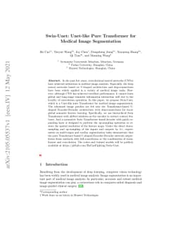 Swin-Unet: Unet-like Pure Transformer for Medical Image Segmentation