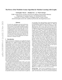 The Power of the Weisfeiler-Leman Algorithm for Machine Learning with
  Graphs