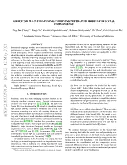 Go Beyond Plain Fine-tuning: Improving Pretrained Models for Social
  Commonsense