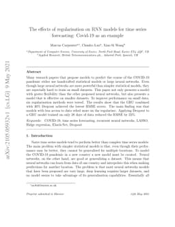 The effects of regularisation on RNN models for time series forecasting:
  Covid-19 as an example