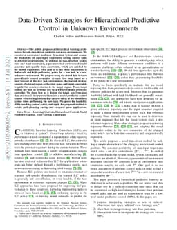 Data-Driven Strategies for Hierarchical Predictive Control in Unknown
  Environments