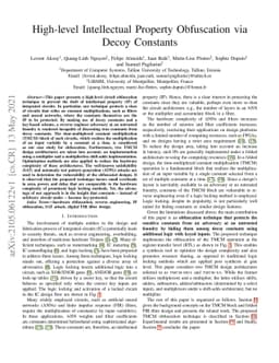 High-level Intellectual Property Obfuscation via Decoy Constants