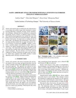 SAFIN: Arbitrary Style Transfer With Self-Attentive Factorized Instance
  Normalization