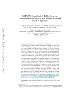 LGPMA: Complicated Table Structure Recognition with Local and Global
  Pyramid Mask Alignment